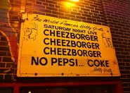Famous cheezborger sign outside Billy Goat Tavern.