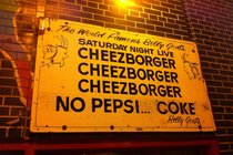 Famous cheezborger sign outside Billy Goat Tavern.