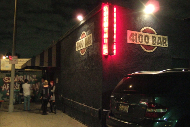 People chilling outside the entrance of the 4100 Bar in Los Angeles. 