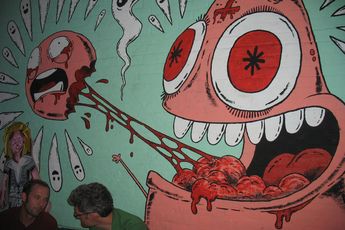 Wall mural at Death by Audio in New York.