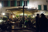 People drinking and chatting the night away at Cabiria in Florence. 