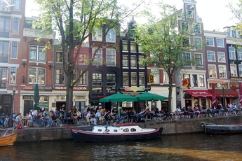 Canal-side cafés in Oude-Zijds, Amsterdam.