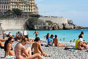 A perfect day at Nice Beach in the French Riviera.