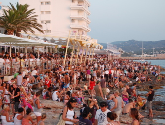 Sunset Strip: Café del Mar, Café Mambo, Savannah Beach Club - Nightlife Area | Outdoor Activity in Ibiza.