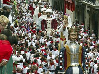 Procession of San Fermín - Parade in Pamplona: The Running of the Bulls.