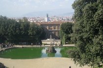 View of the Palazzo Pitti from the Boboli Gardens in Florence. 
