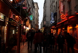 Rue de la Huchette - Nightlife Area in Paris.