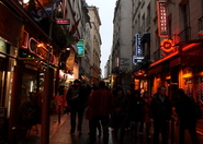 Rue de la Huchette - Nightlife Area in Paris.