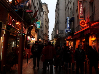 Rue de la Huchette - Nightlife Area in Paris.